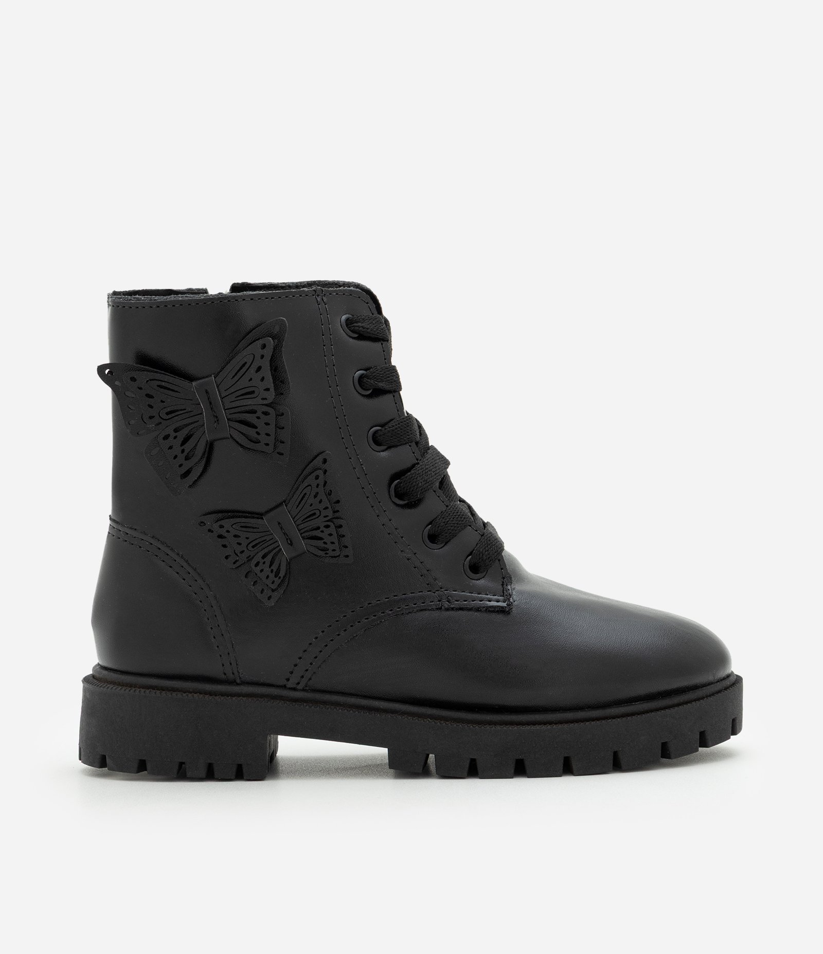 Bota Infantil em PU com Aplique de Borboletas - Tam 28 ao 34 Preto 6