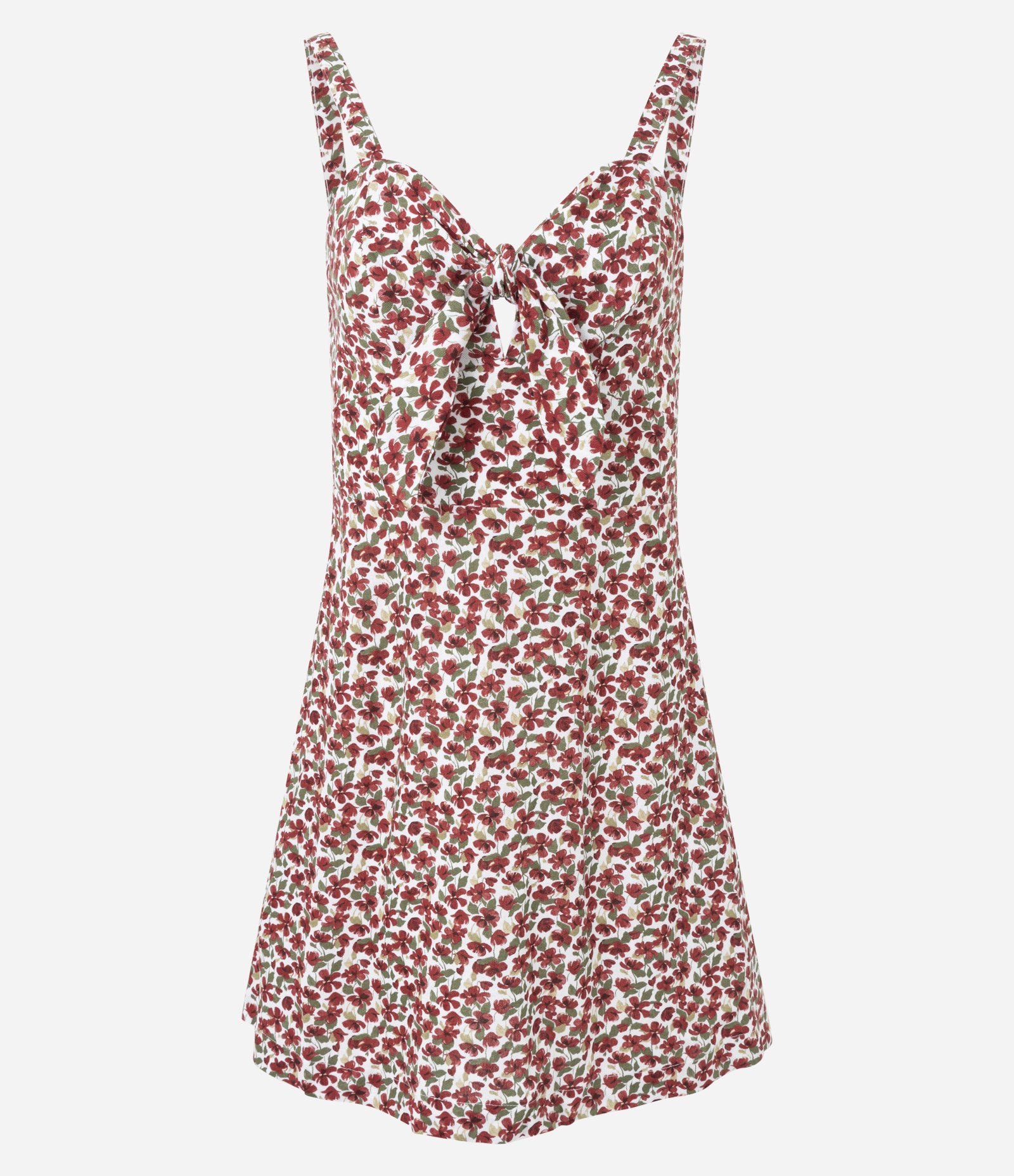 Macacão com Nó Frontal e Estampa Floral Vermelho 5