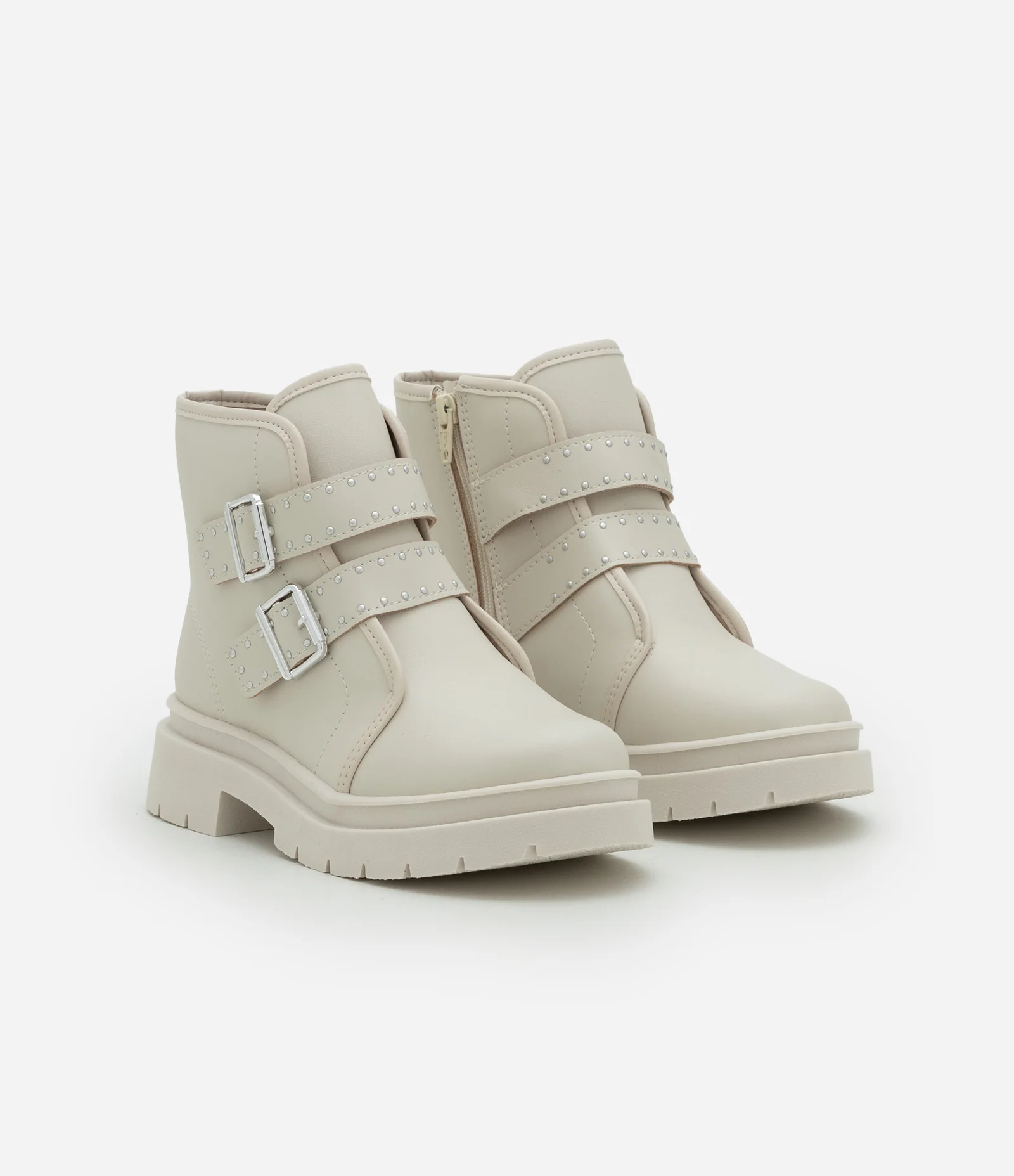 Bota Infantil Coturno com Fivelas – Tam 28 a 35 Off White 1