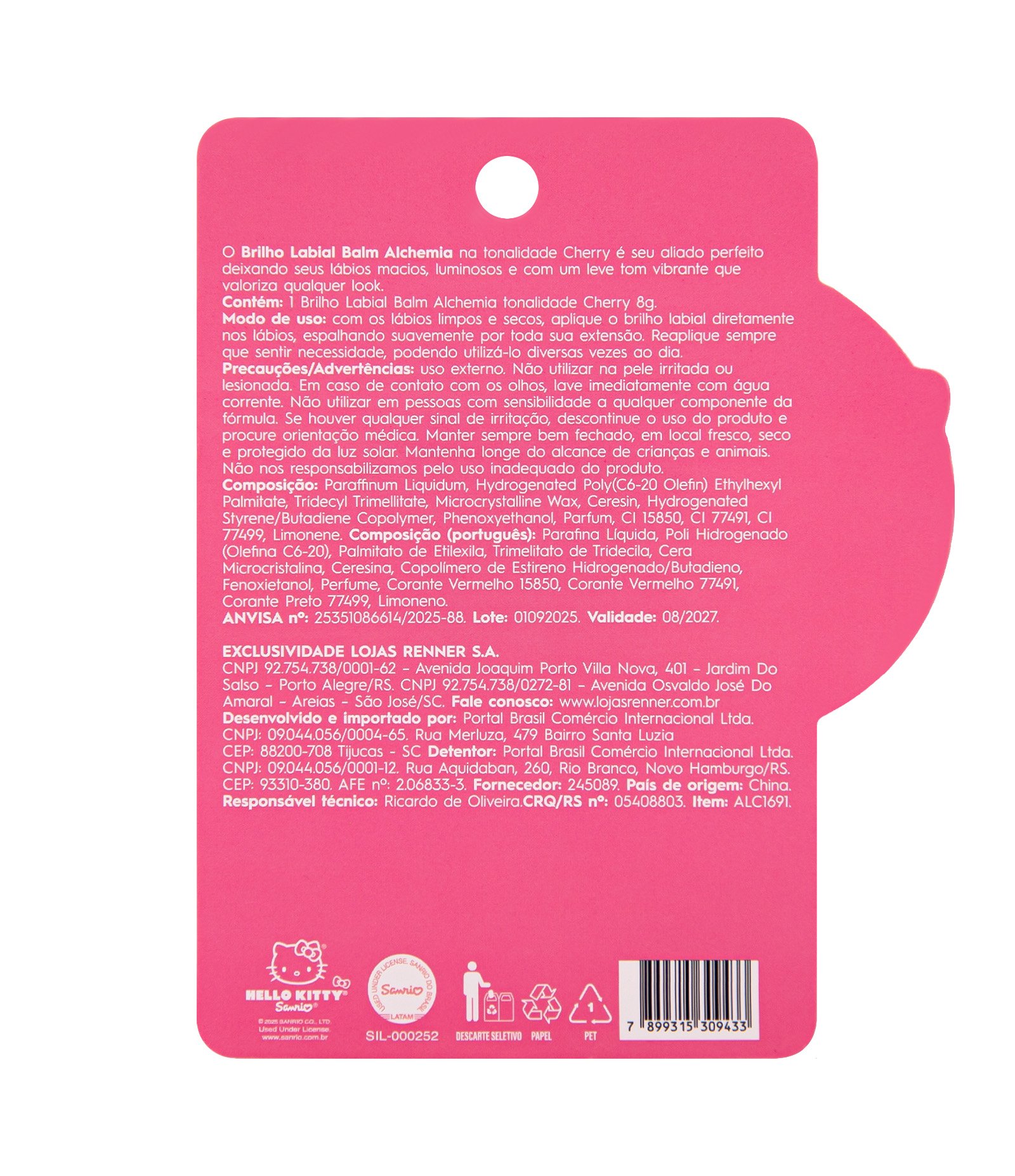 Brilho Labial Balm Hello Kitty Cherry 3