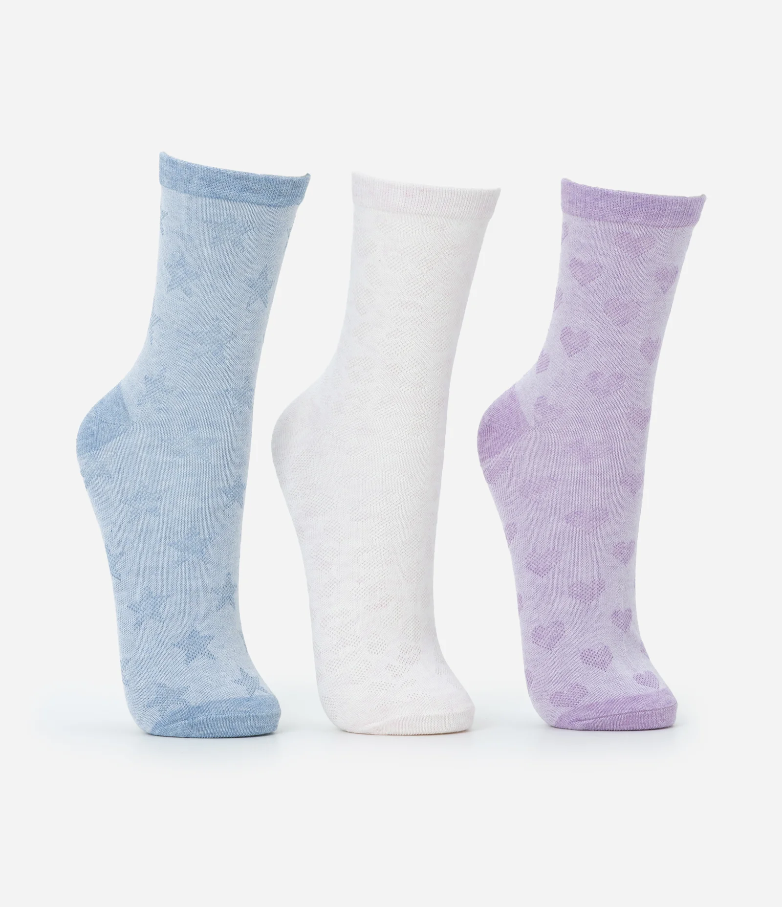 Kit 3 Pares de Meia Cano Médio Texturizada Multicores 2