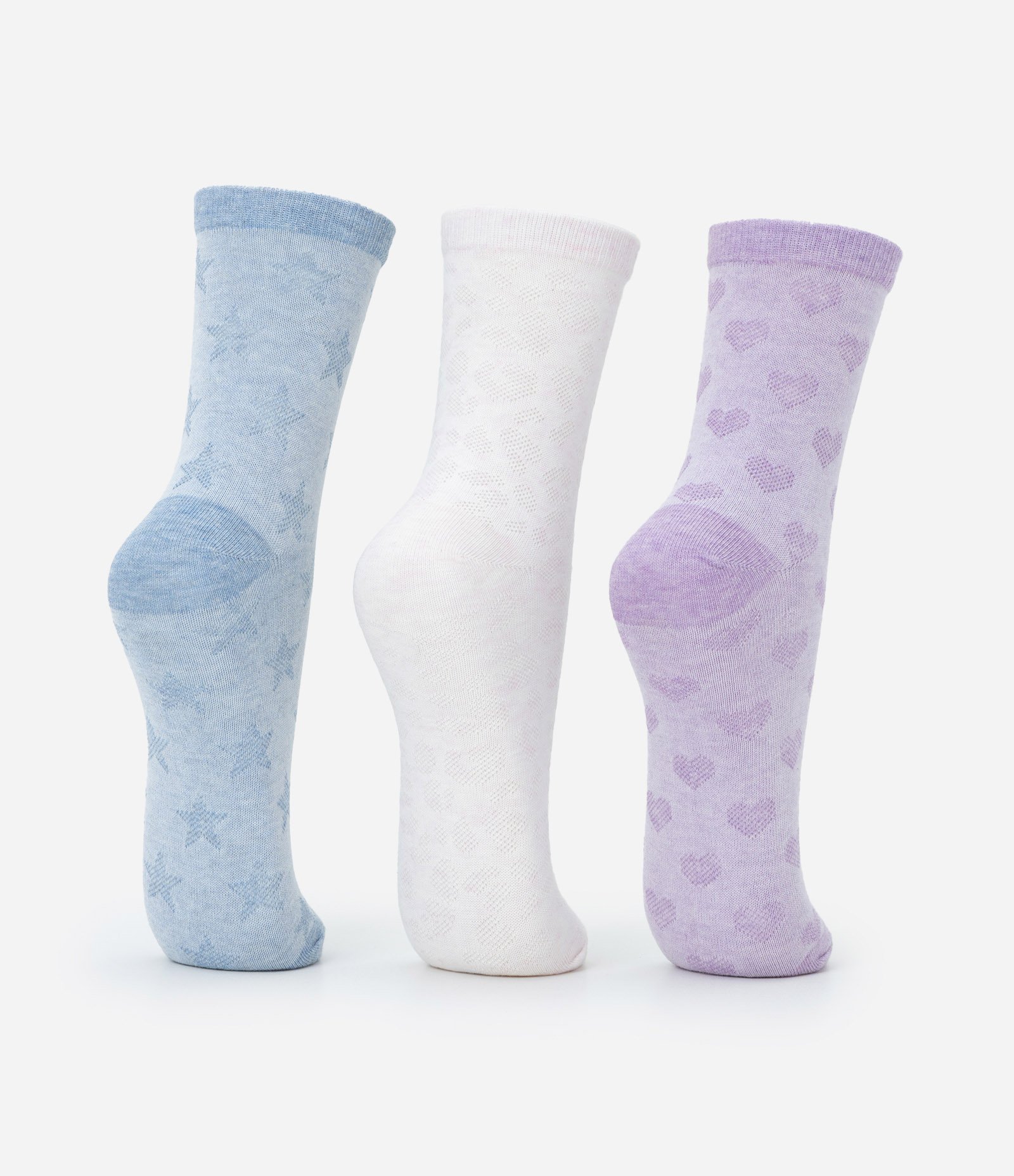 Kit 3 Pares de Meia Cano Médio Texturizada Multicores 3