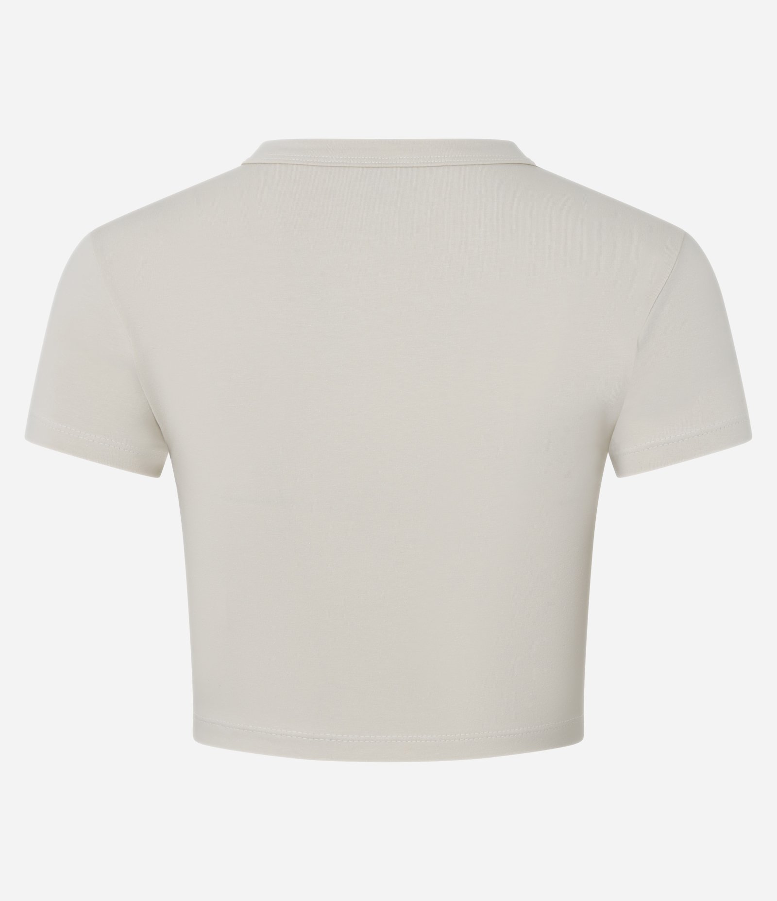 Blusa Baby Tee em Algodão com Cava Deslocada Oatmeal 2