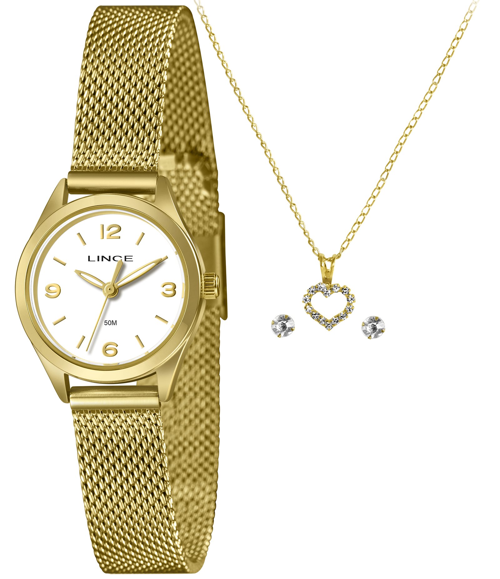 Relógio Analógico Lince Em Aço LRGH271L25 KAE5B2KX Dourado 1
