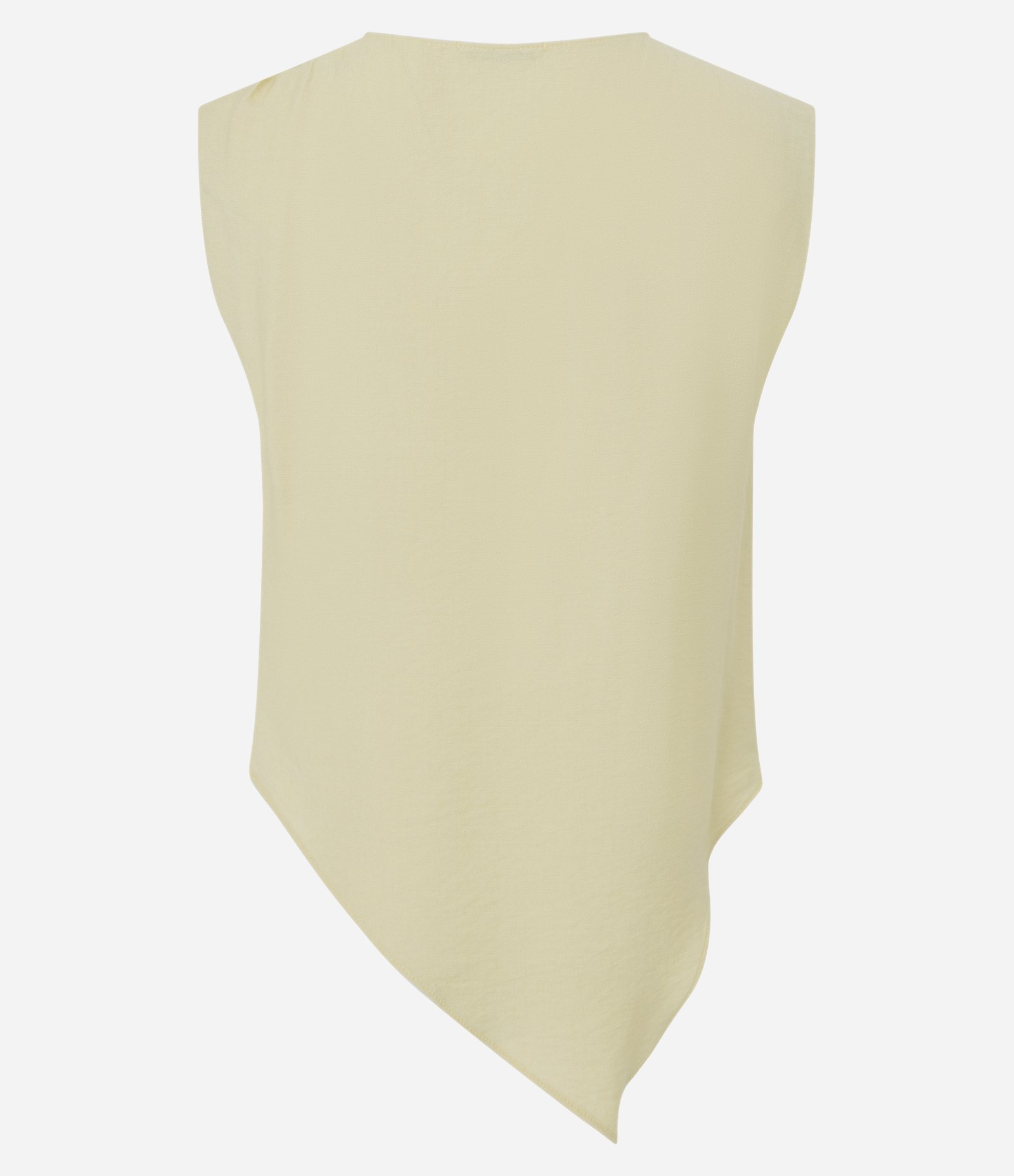 Blusa em Crepe com Aviamento no Ombro e Barra Assimétrica Amarelo 3