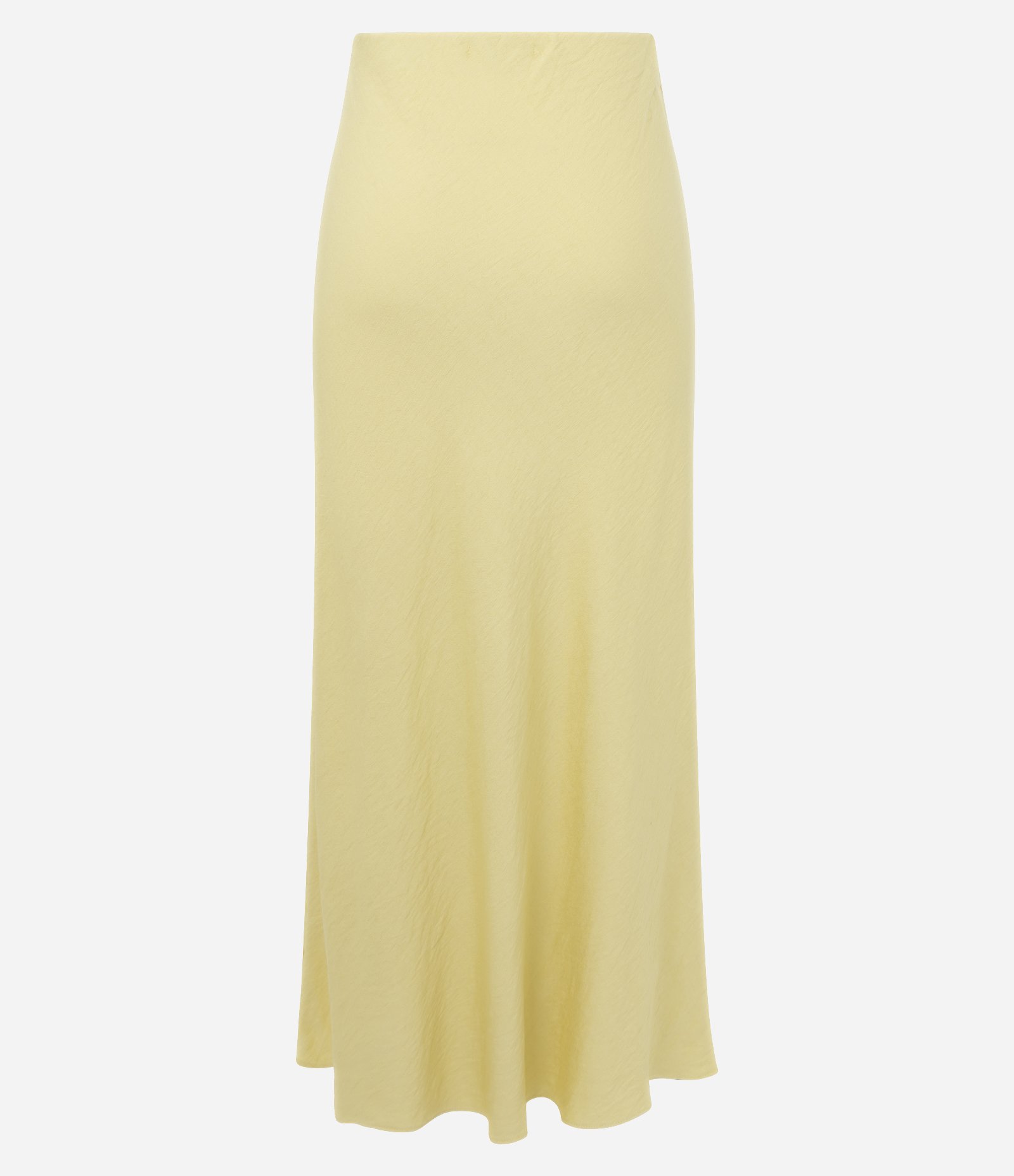 Saia Midi Evasê em Crepe com Cós Estruturado Amarelo 2