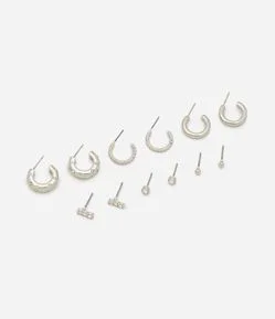 Kit 06 Brincos em Metal com Formatos Variados
