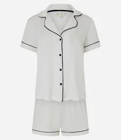 Pijama Americano em Viscolycra com Pipping Contrastante