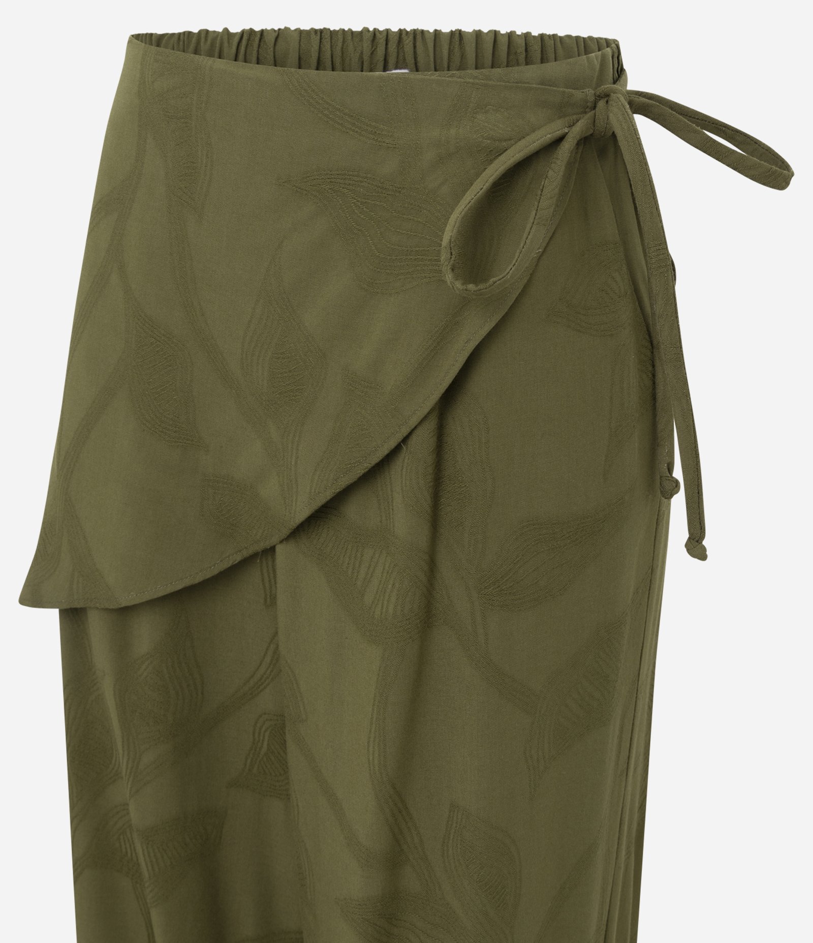 Calça Aladim em Jacquard com Pala Assimétrica Sobreposta Verde 7