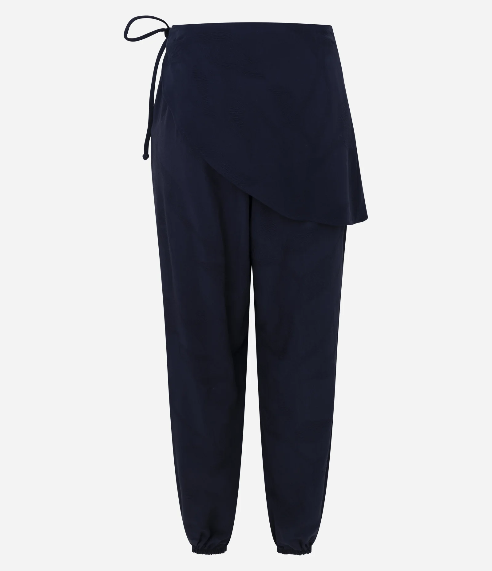 Calça Aladim em Jacquard com Pala Assimétrica Sobreposta Azul 8