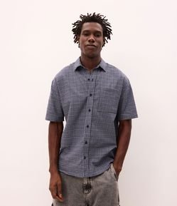Camisa Manga Curta em Tricoline Xadrez