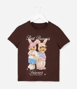 Camiseta Infantil com Estampa de Coelhos – Tam 5 a 14 Anos