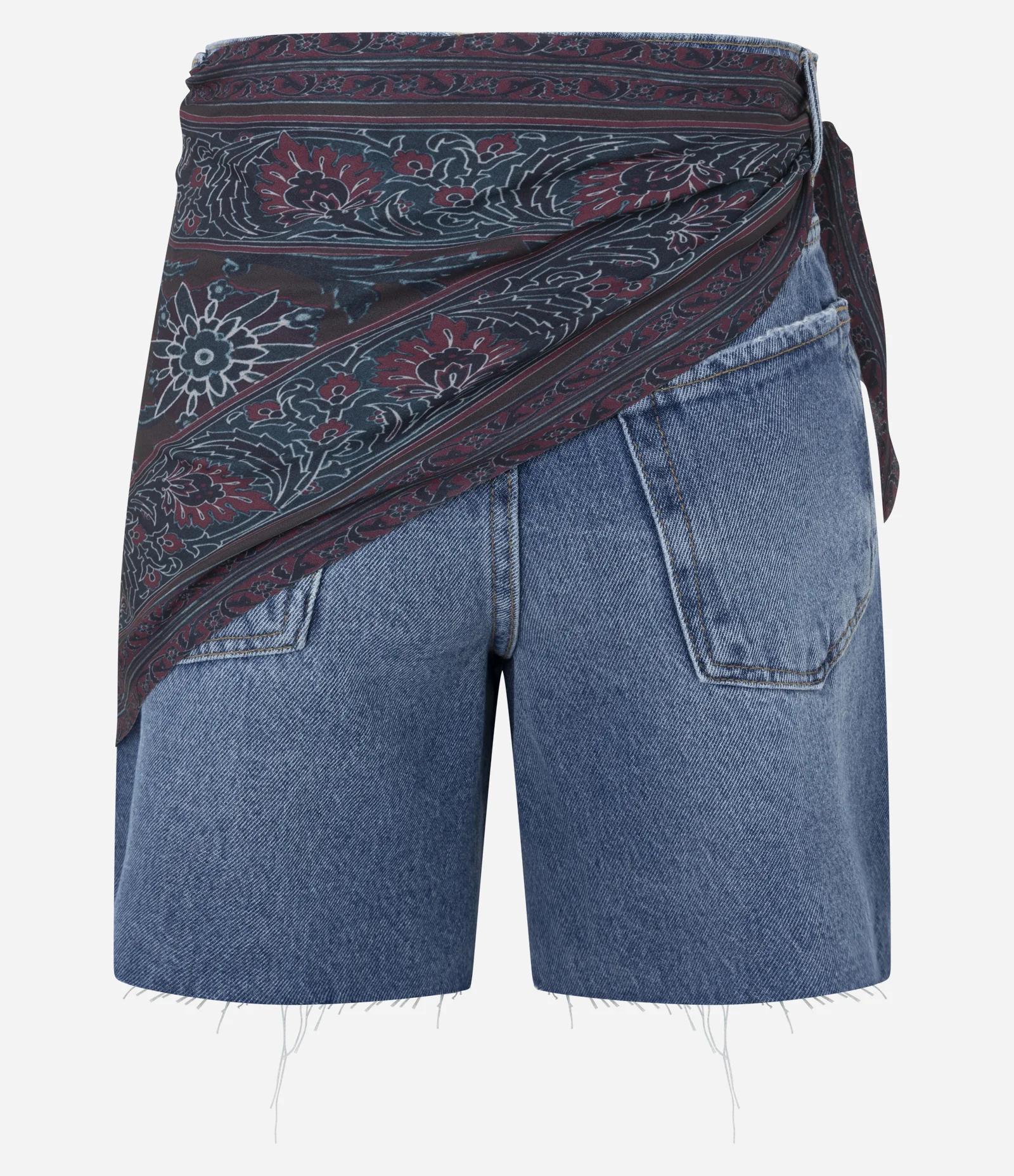 Bermuda Jeans Midi com Cintura Média e Lenço Azul 2