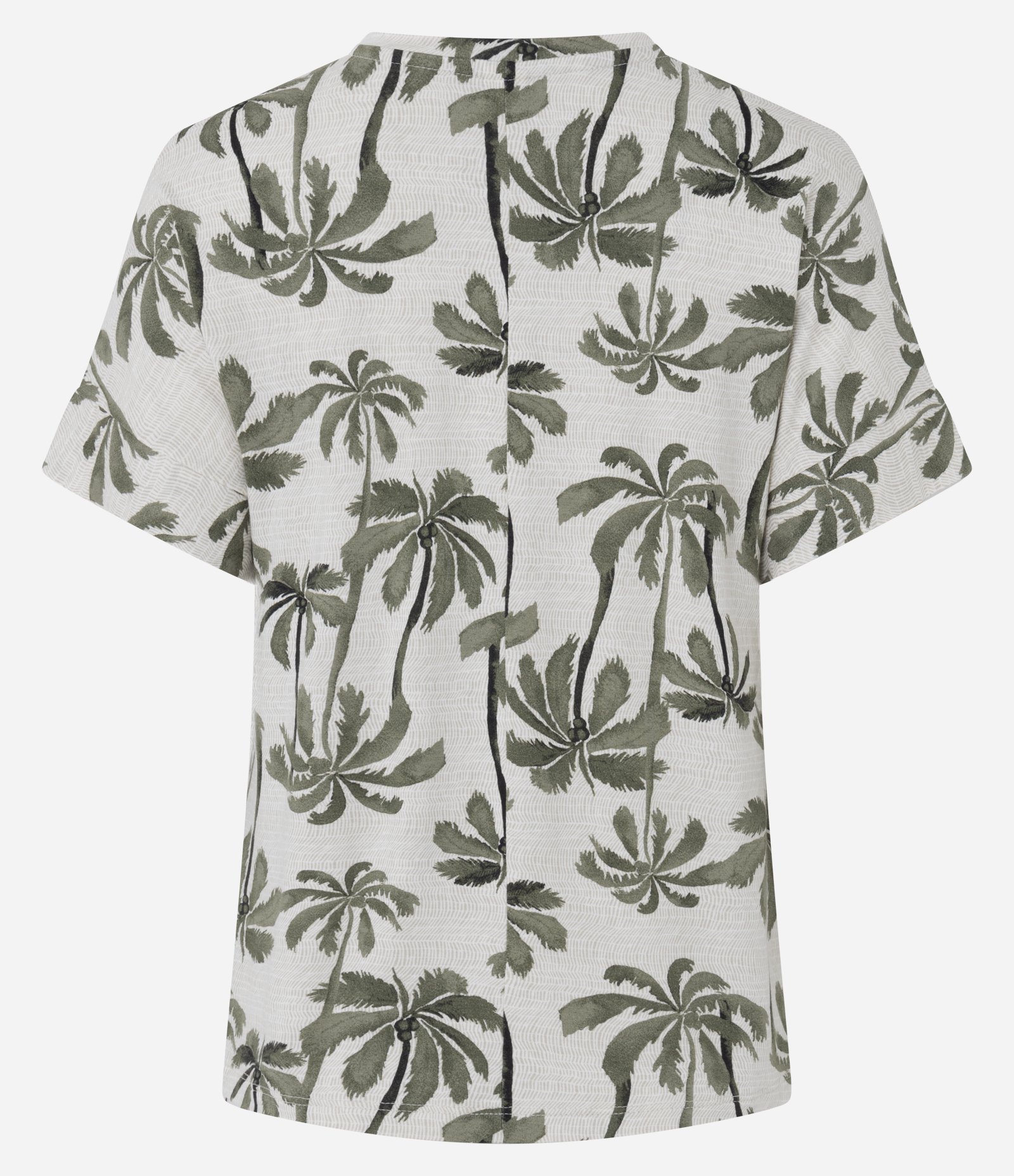 Blusa Manga Curta e Gola Redonda com Estampa de Coqueiros Bege 5