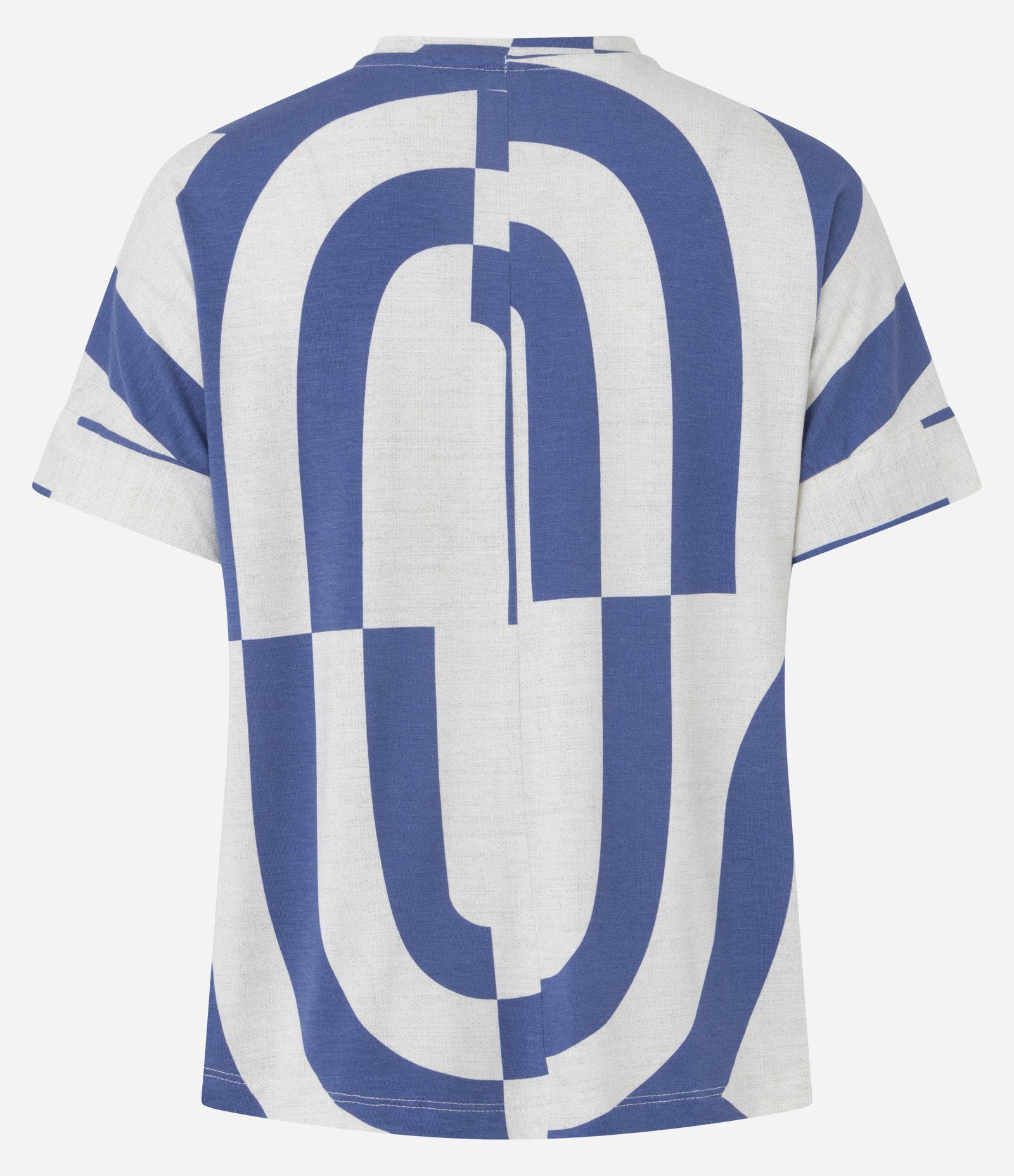 Blusa Manga Curta em Viscose com Estampa Abstrata Azul/Branco 6