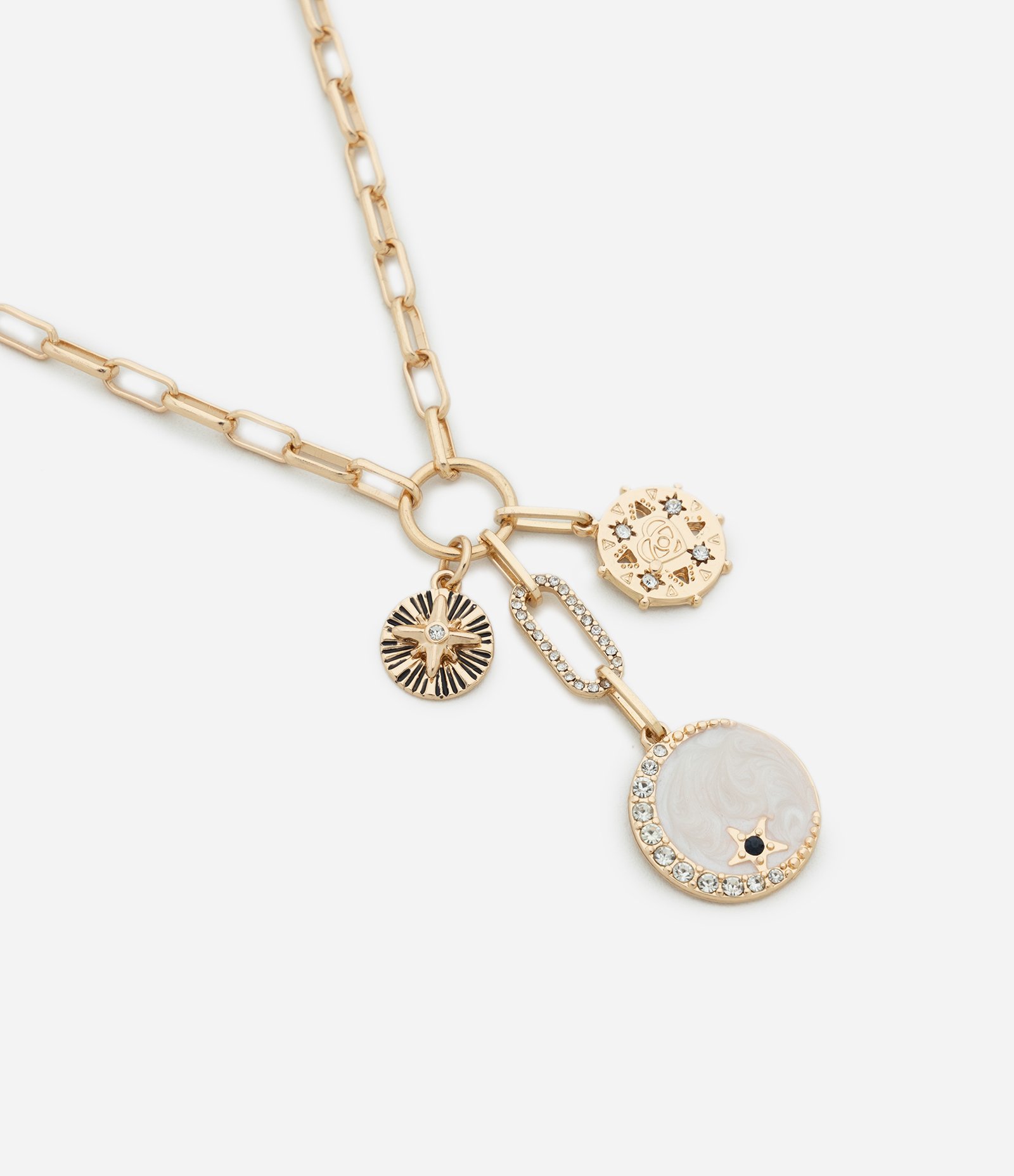 Colar Médio Metalizado com Pingente de Madrepérola Dourado 1