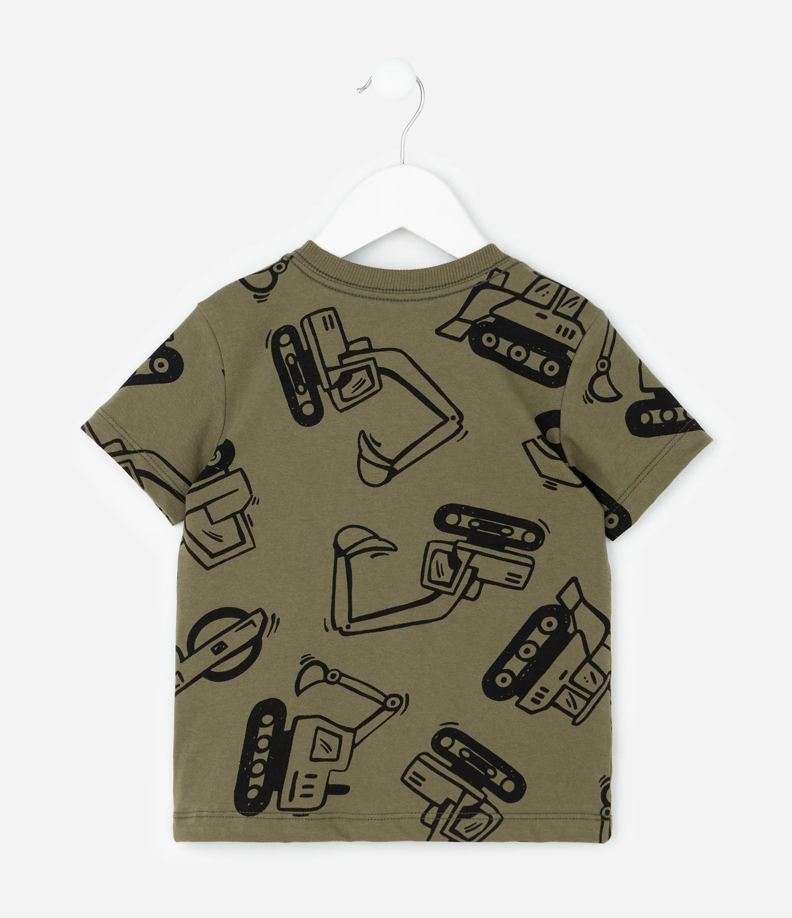 Camiseta Infantil com Estampa de Tratores e Máquinas – Tam 1 a 5/6 Anos Verde Oliva 1
