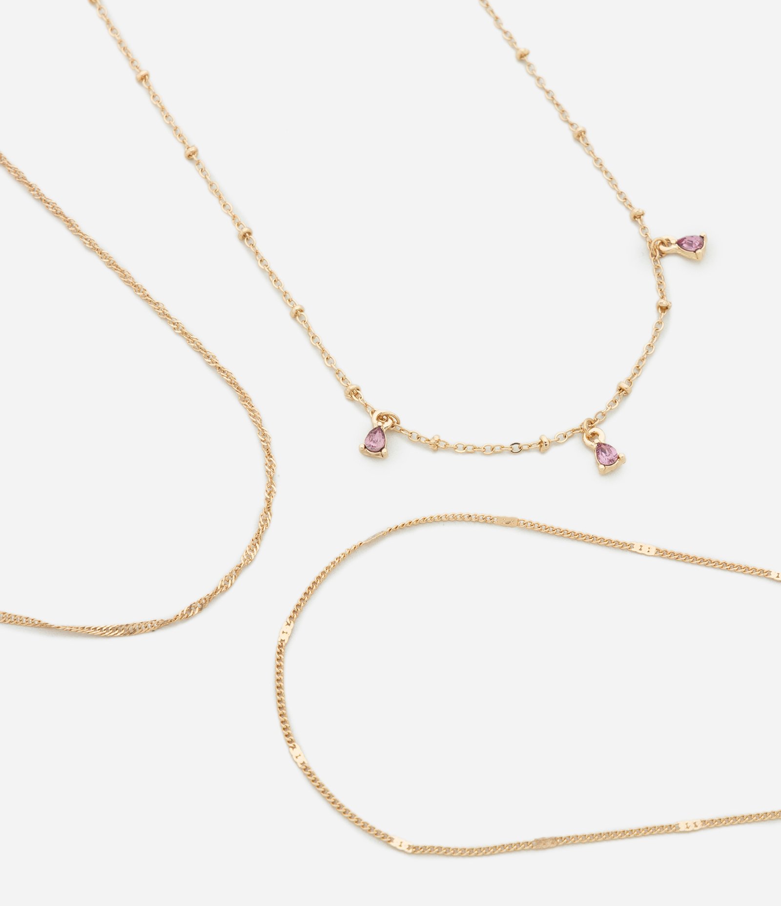 Colar Camadas com Aplicação de Pingentes em Gota Dourado 1