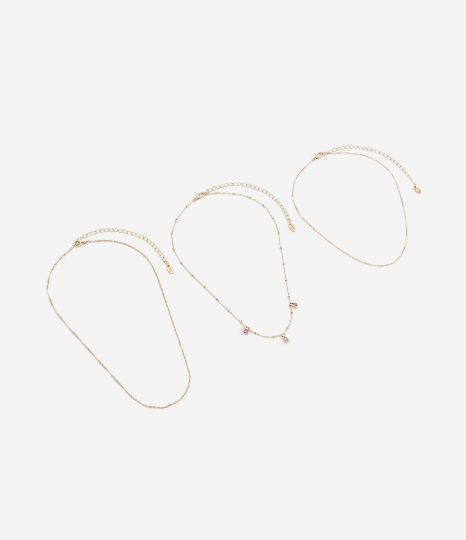 Colar Camadas com Aplicação de Pingentes em Gota Dourado 2