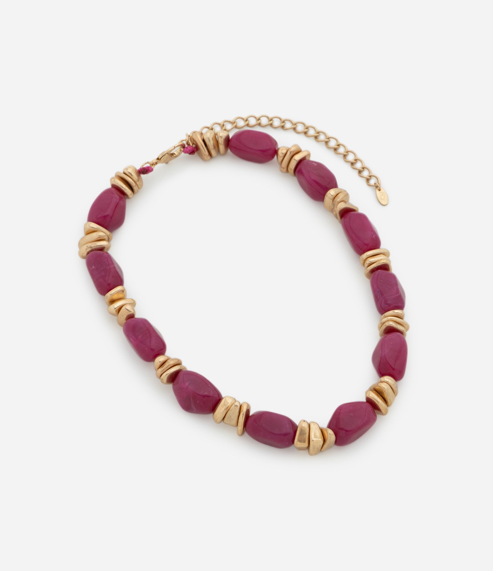 Colar Curto com Beads em Resina Rosa 2