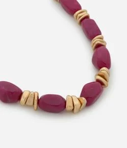 Colar Curto com Beads em Resina