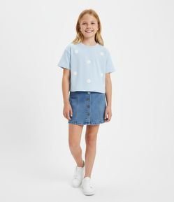 Camiseta Infantil com Margaridas Puff – Tam 7 a 16 Anos