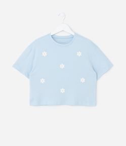 Camiseta Infantil com Margaridas Puff – Tam 7 a 16 Anos