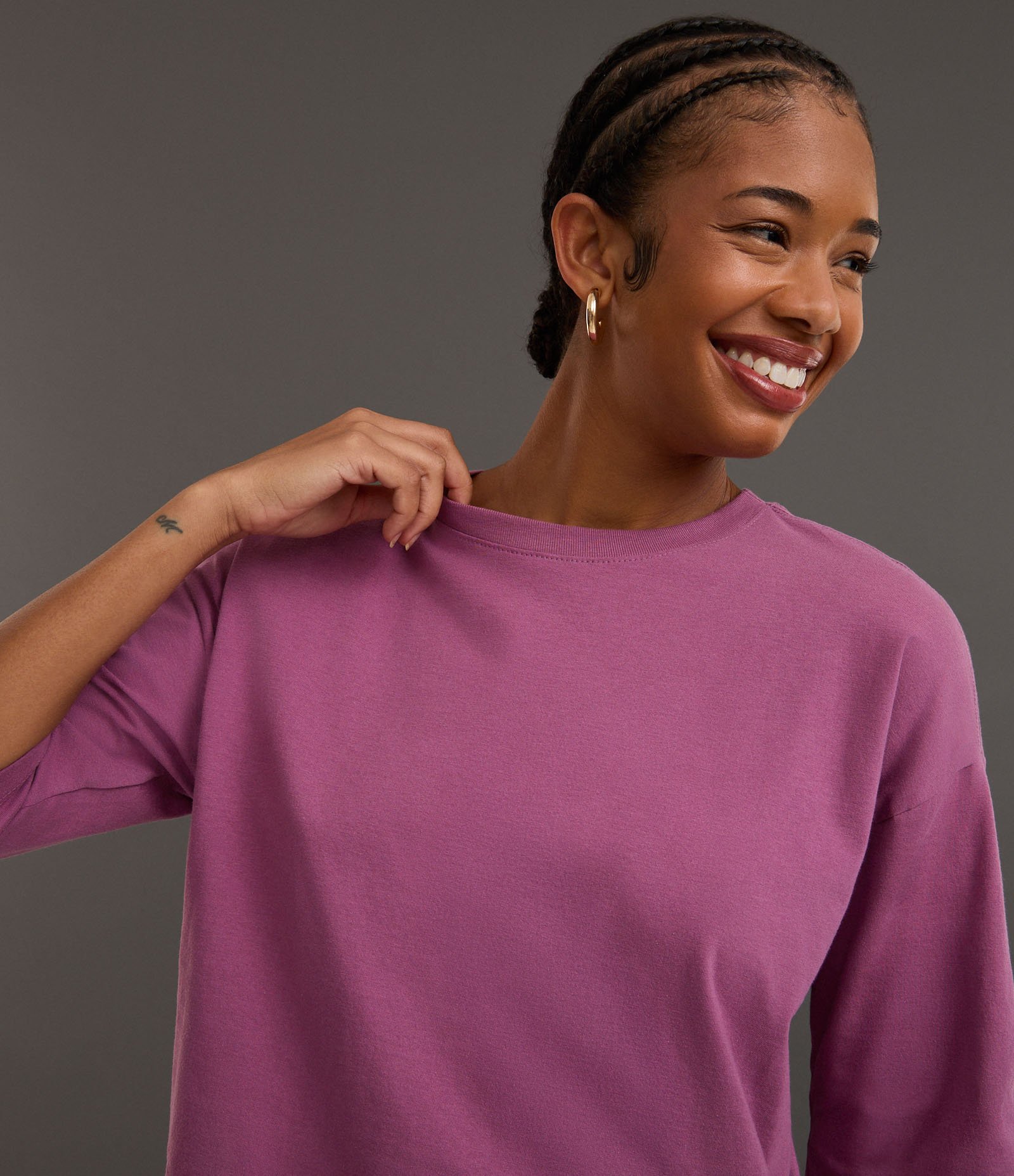 Camiseta Cropped em Algodão com Manga Curta Rosa 3