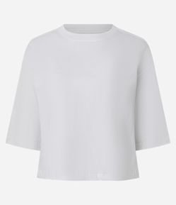 Camiseta Cropped em Algodão com Manga Curta