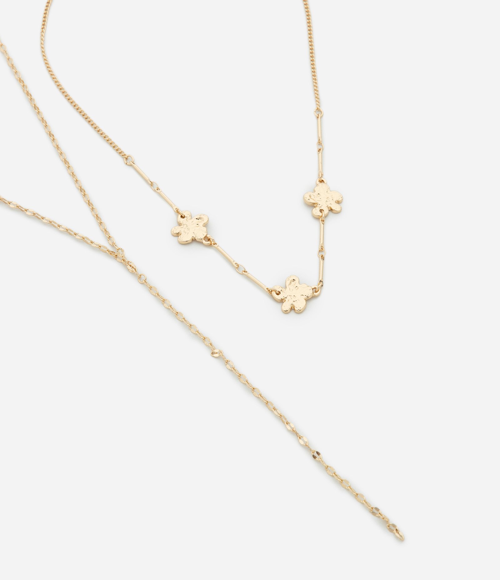 Colar Camadas com Pingentes de Flor Dourado 1