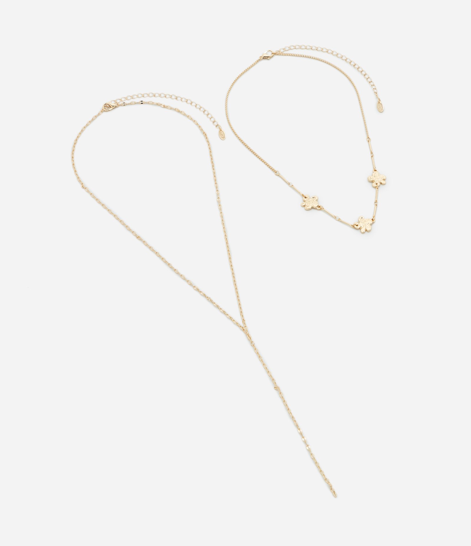 Colar Camadas com Pingentes de Flor Dourado 2