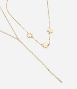 Colar Camadas com Pingentes de Flor