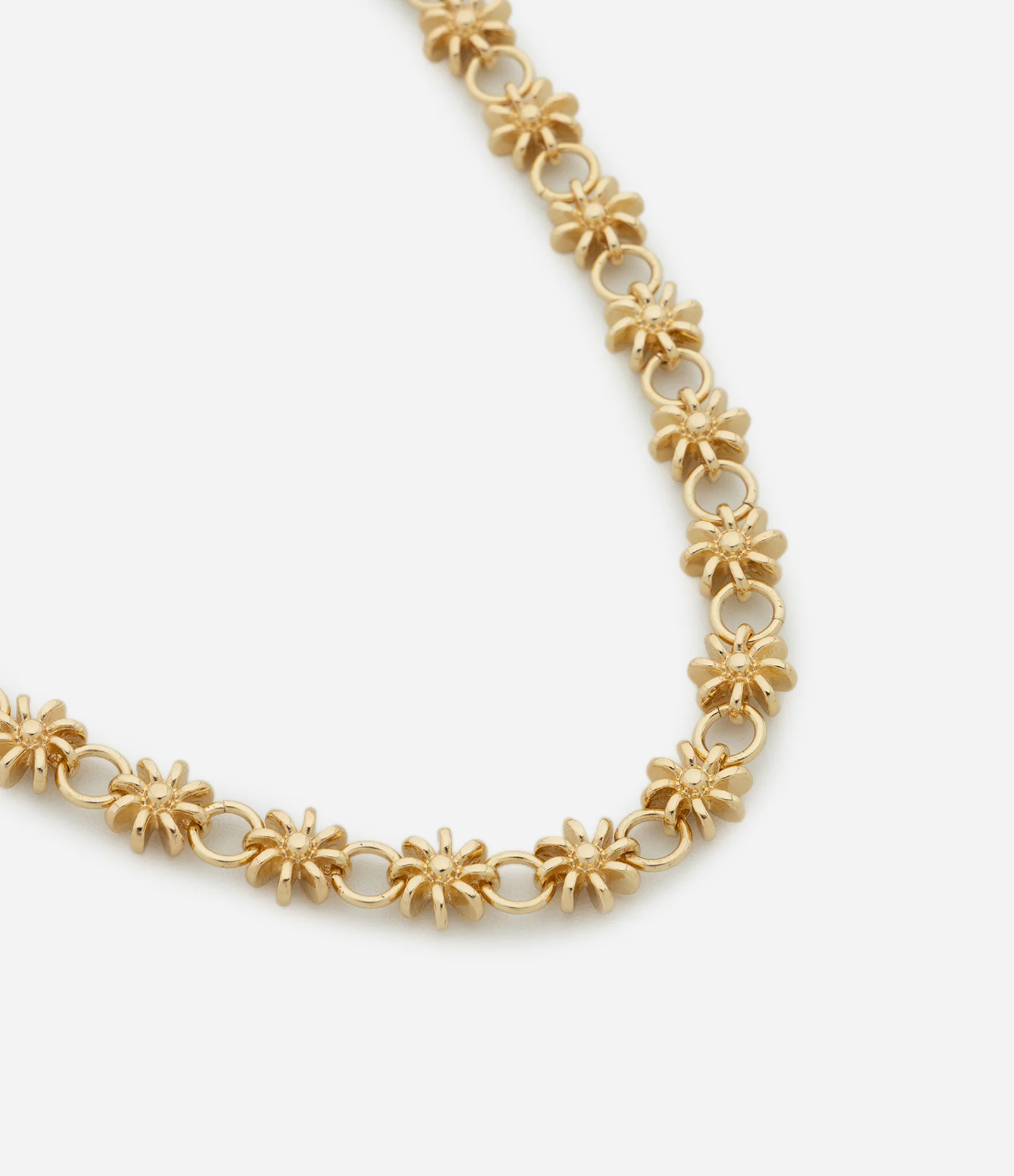 Colar Curto com Florzinhas Interligadas Dourado 1