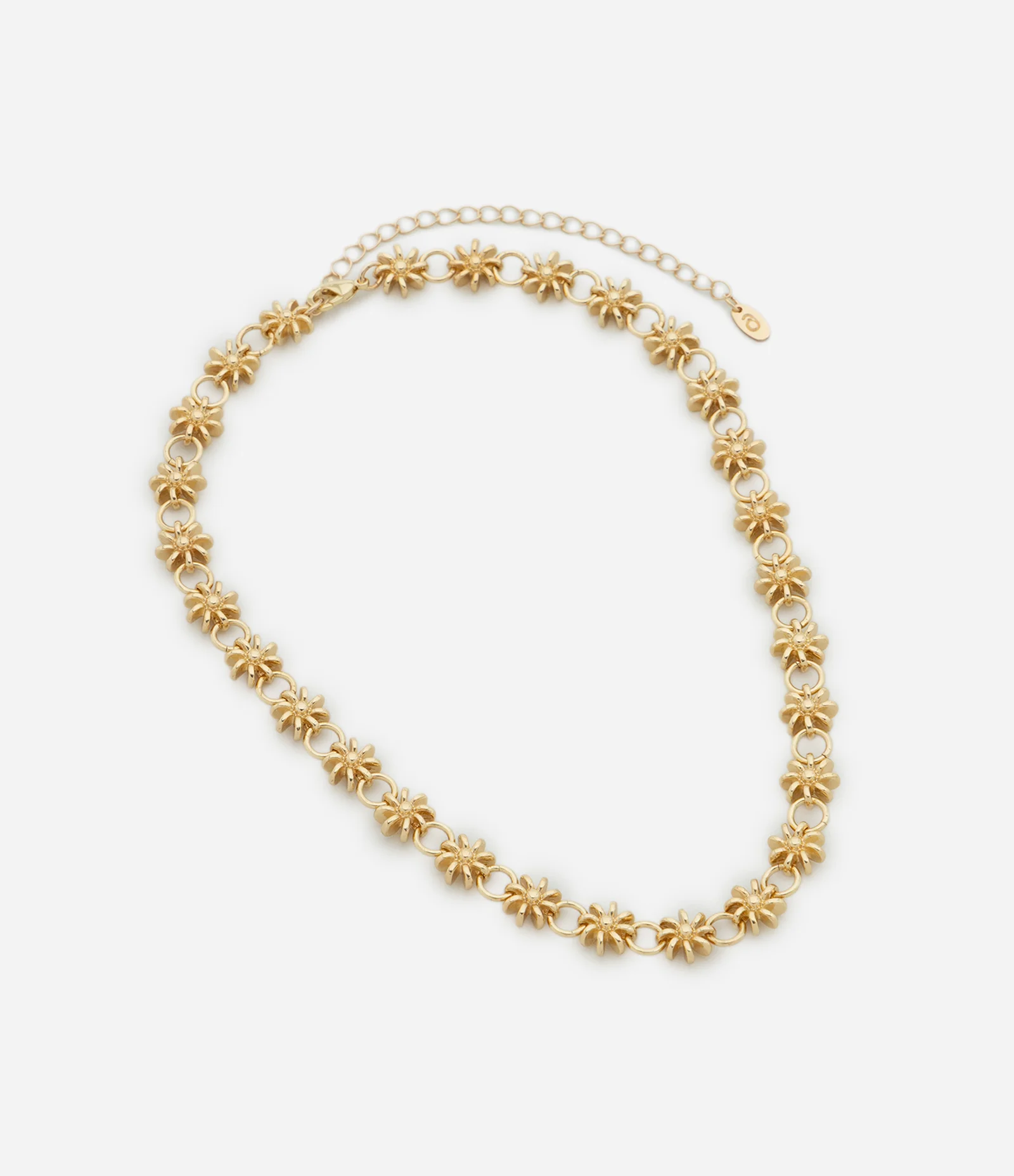 Colar Curto com Florzinhas Interligadas Dourado 2