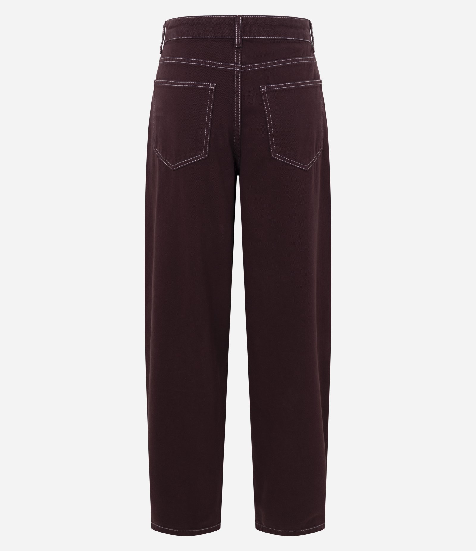 Calça Baggy em Sarja com Cintura Média Vermelho Escuro 6