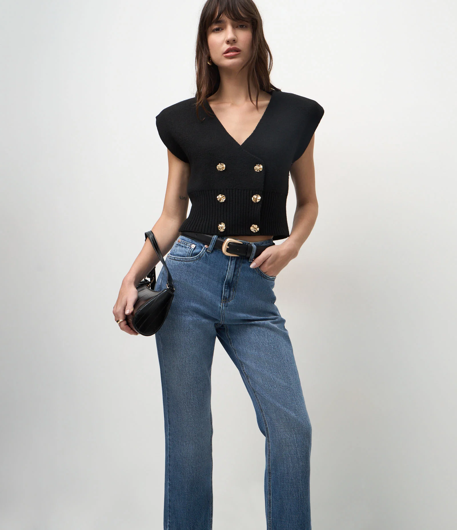 Calça Reta Cropped em Jeans com Cintura Alta Azul 2