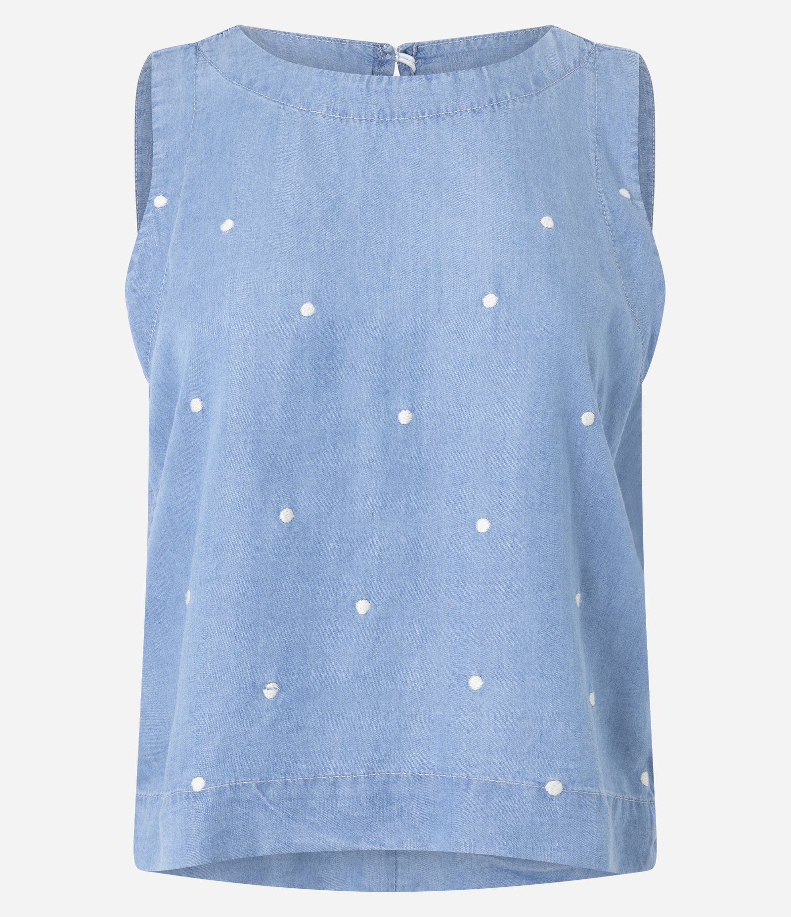 Blusa Regular em Jeans com Bordado Poá Azul Médio 5