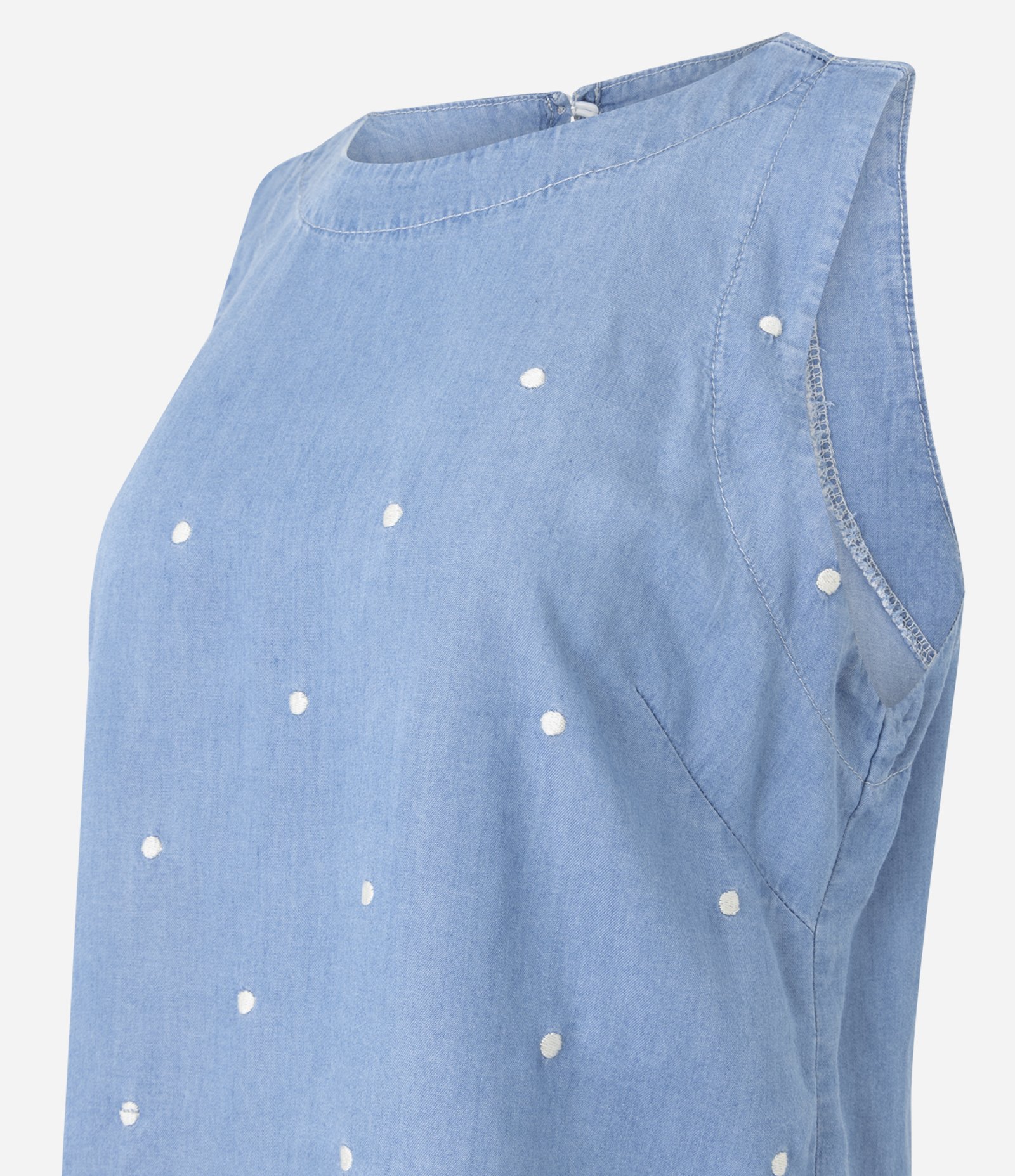 Blusa Regular em Jeans com Bordado Poá Azul Médio 6