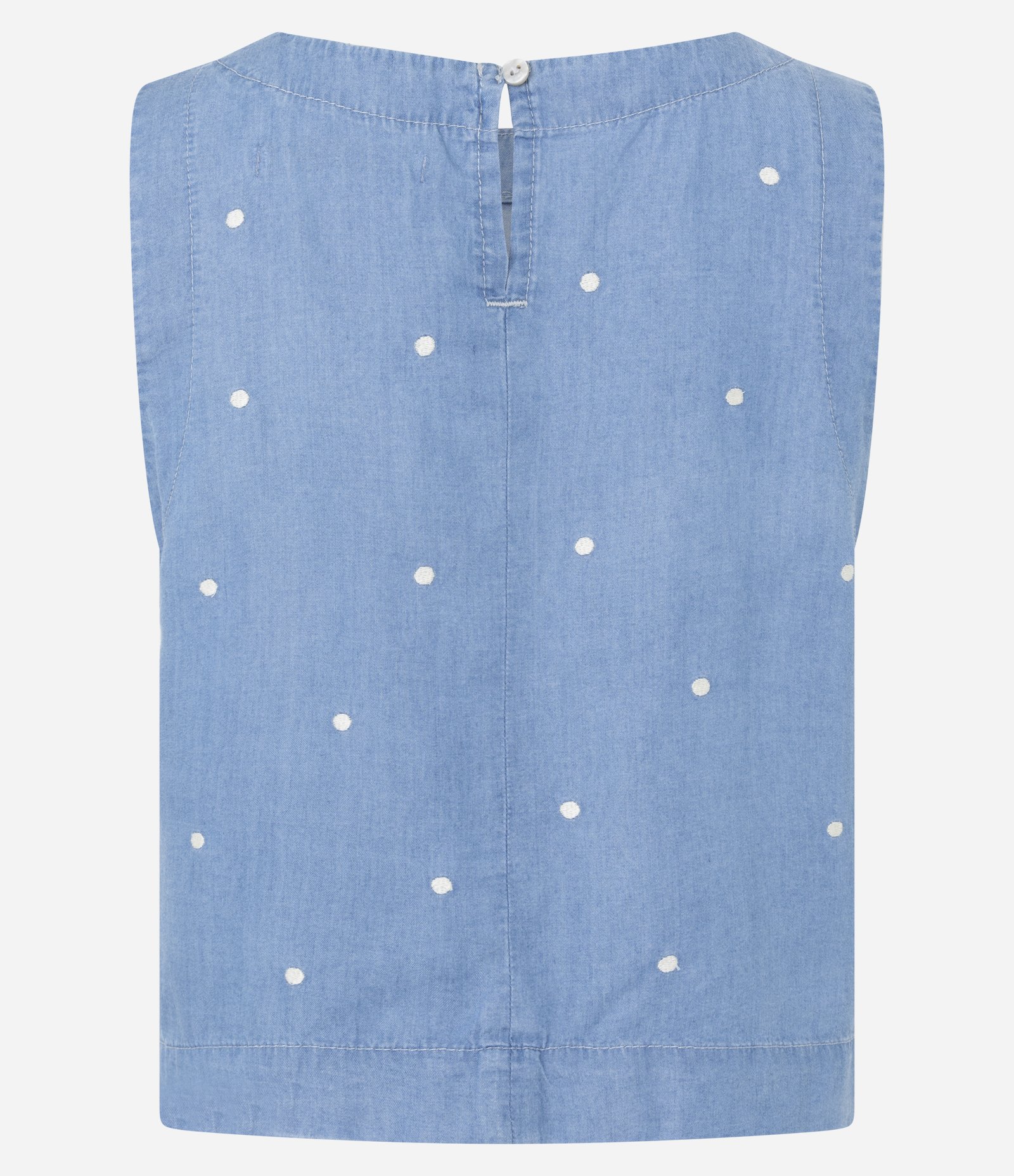 Blusa Regular em Jeans com Bordado Poá Azul Médio 7