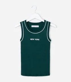 Regata Infantil  Baby Look com Lettering Bordado – Tam 7 a 16 Anos