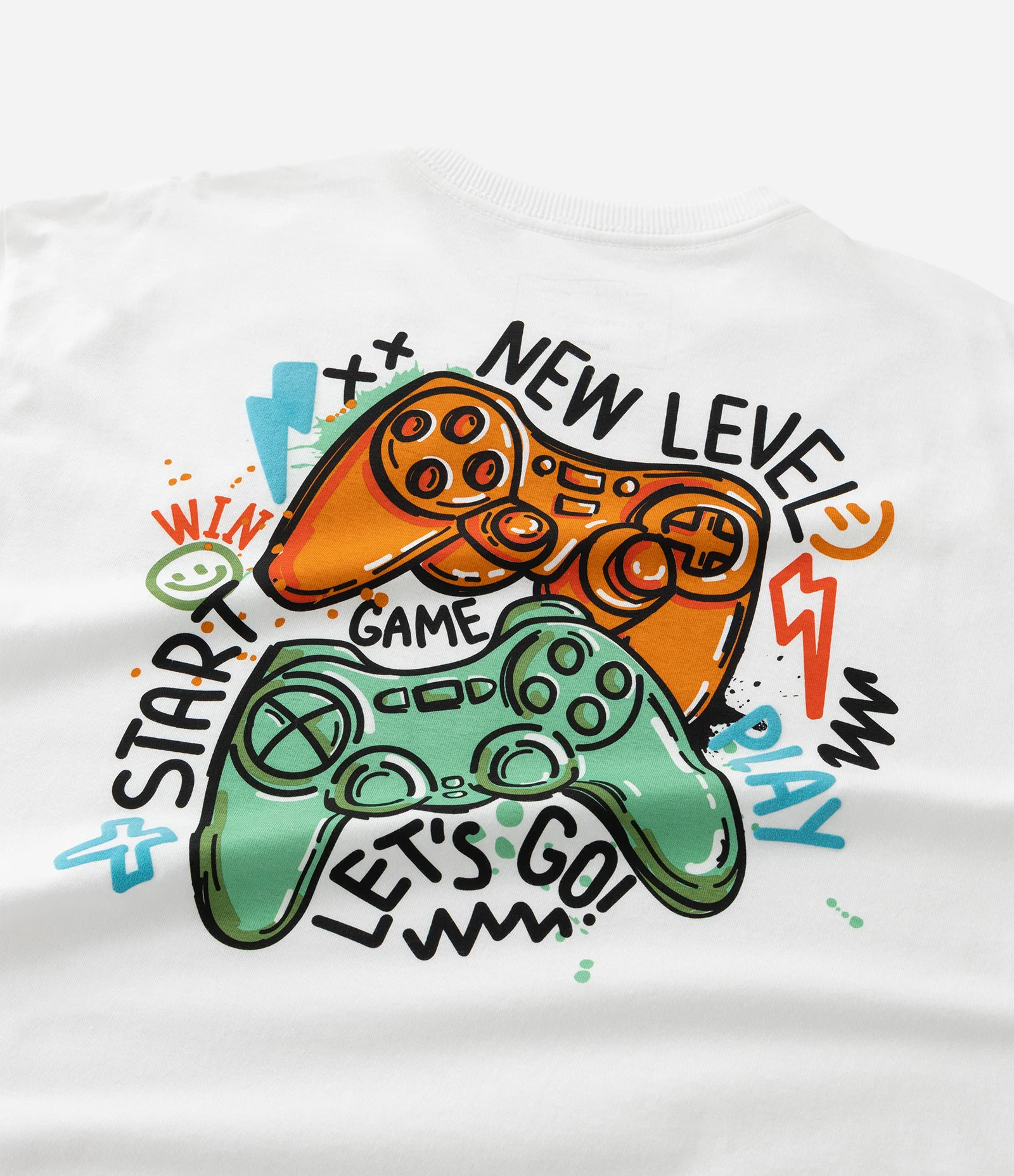 Camiseta Infantil com Estampa Gamer New Level – Tam 5 a 14 Branco 6