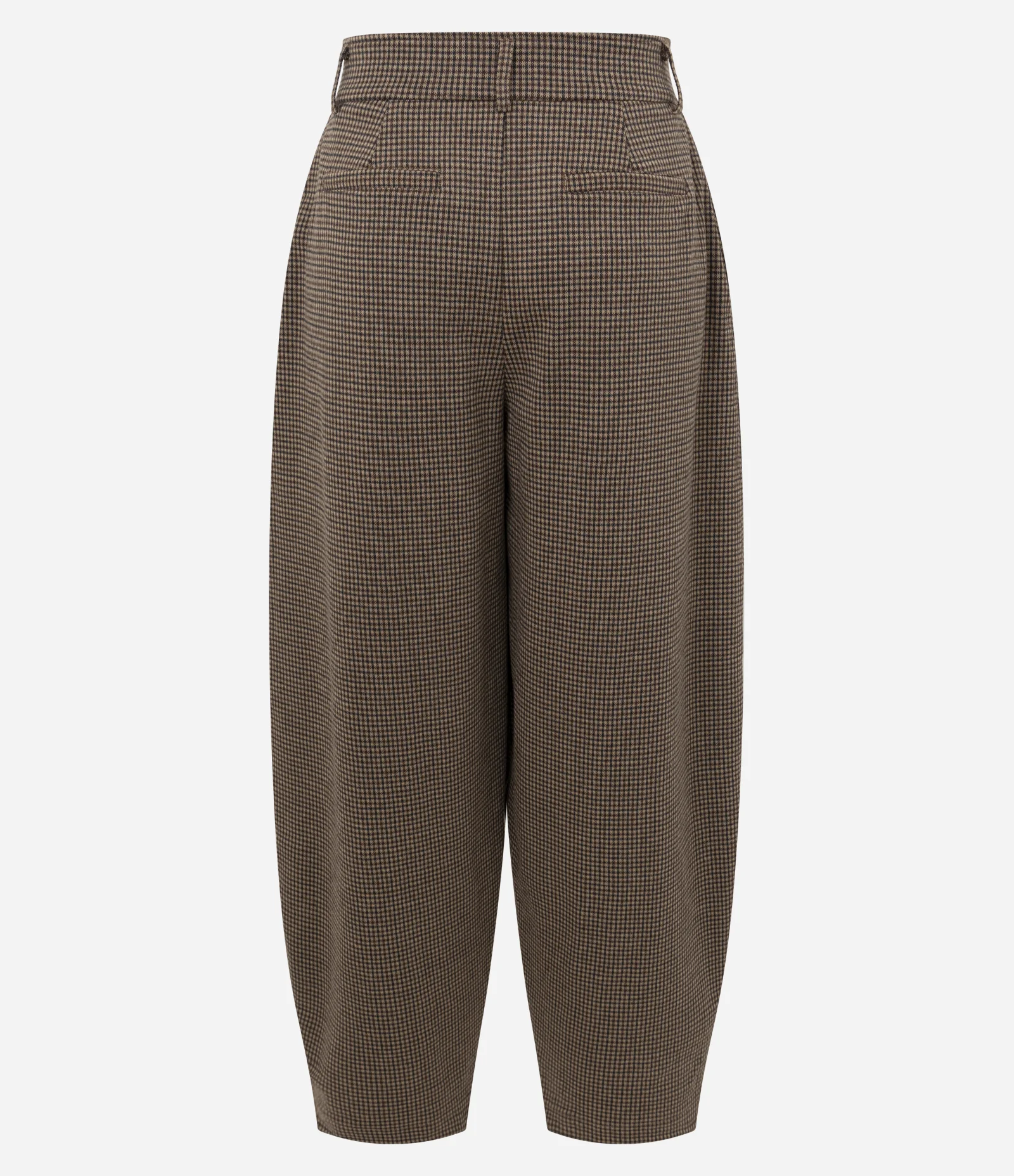 Calça Barrel com Estampa Xadrez Marrom 5