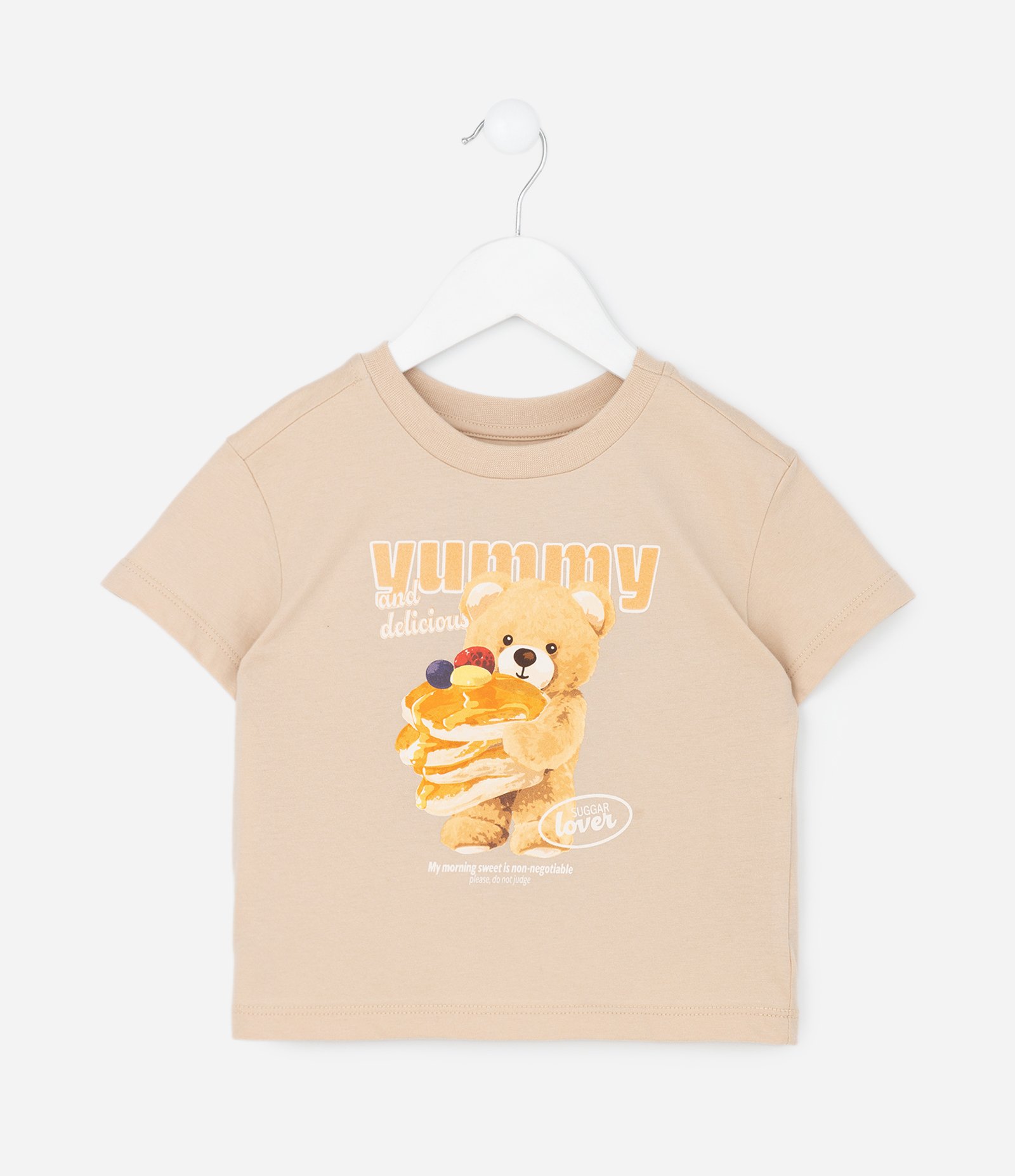 Camiseta Infantil com Estampa de Urso – Tam 1 a 5/6 Anos Bege Claro 1