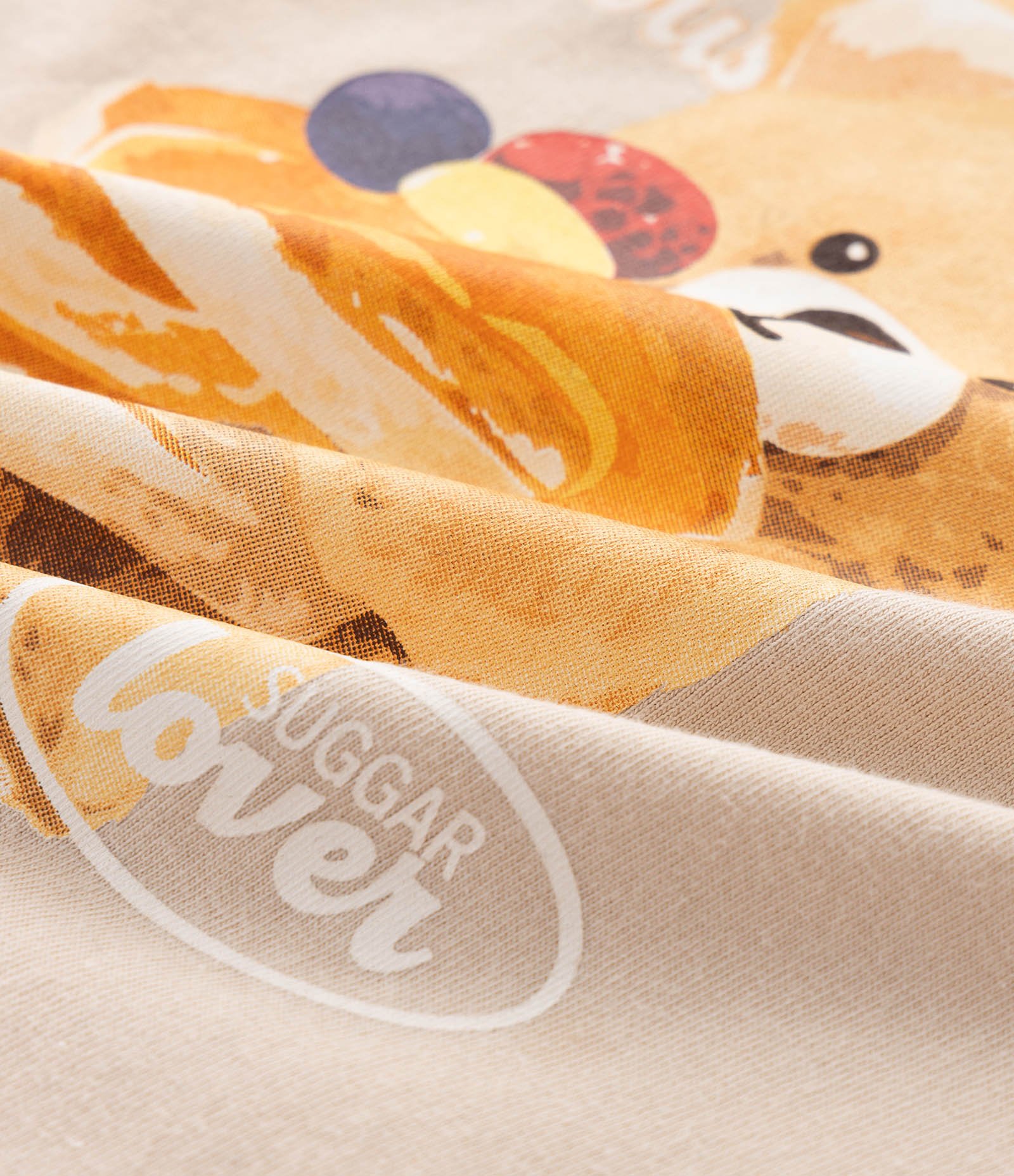 Camiseta Infantil com Estampa de Urso – Tam 1 a 5/6 Anos Bege Claro 3