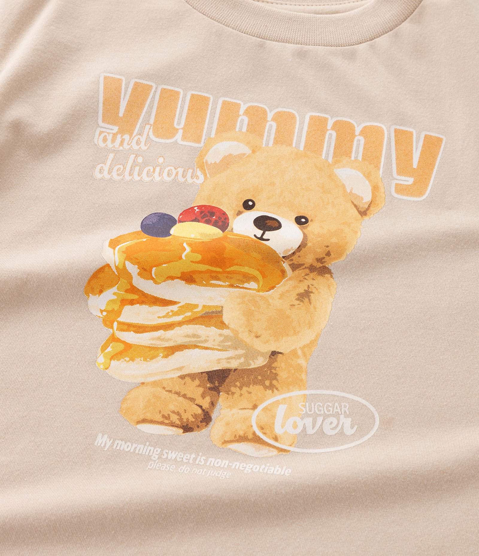 Camiseta Infantil com Estampa de Urso – Tam 1 a 5/6 Anos Bege Claro 4