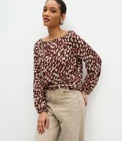 Blusa Manga Longa Viscolinho Estampa Abstrata