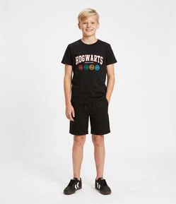 Camiseta Infantil Harry Potter Com Estampa Hogwarts - Tam 5 A 14 Anos