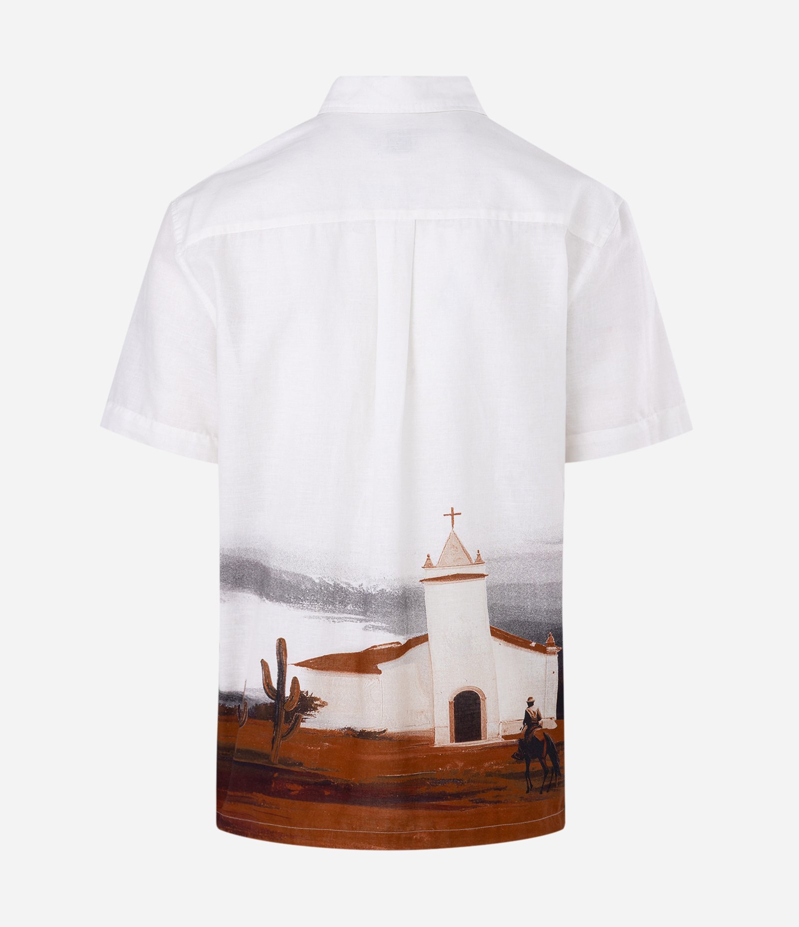 Camisa Manga Curta com Paisagem Sertão Branco 5