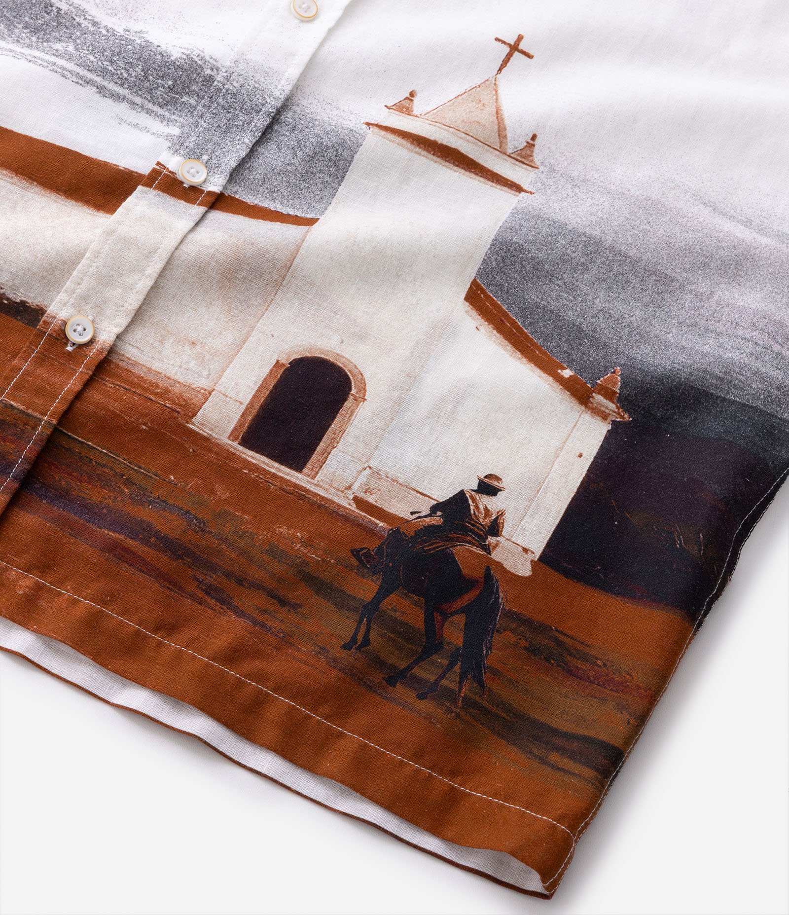 Camisa Manga Curta com Paisagem Sertão Branco 10