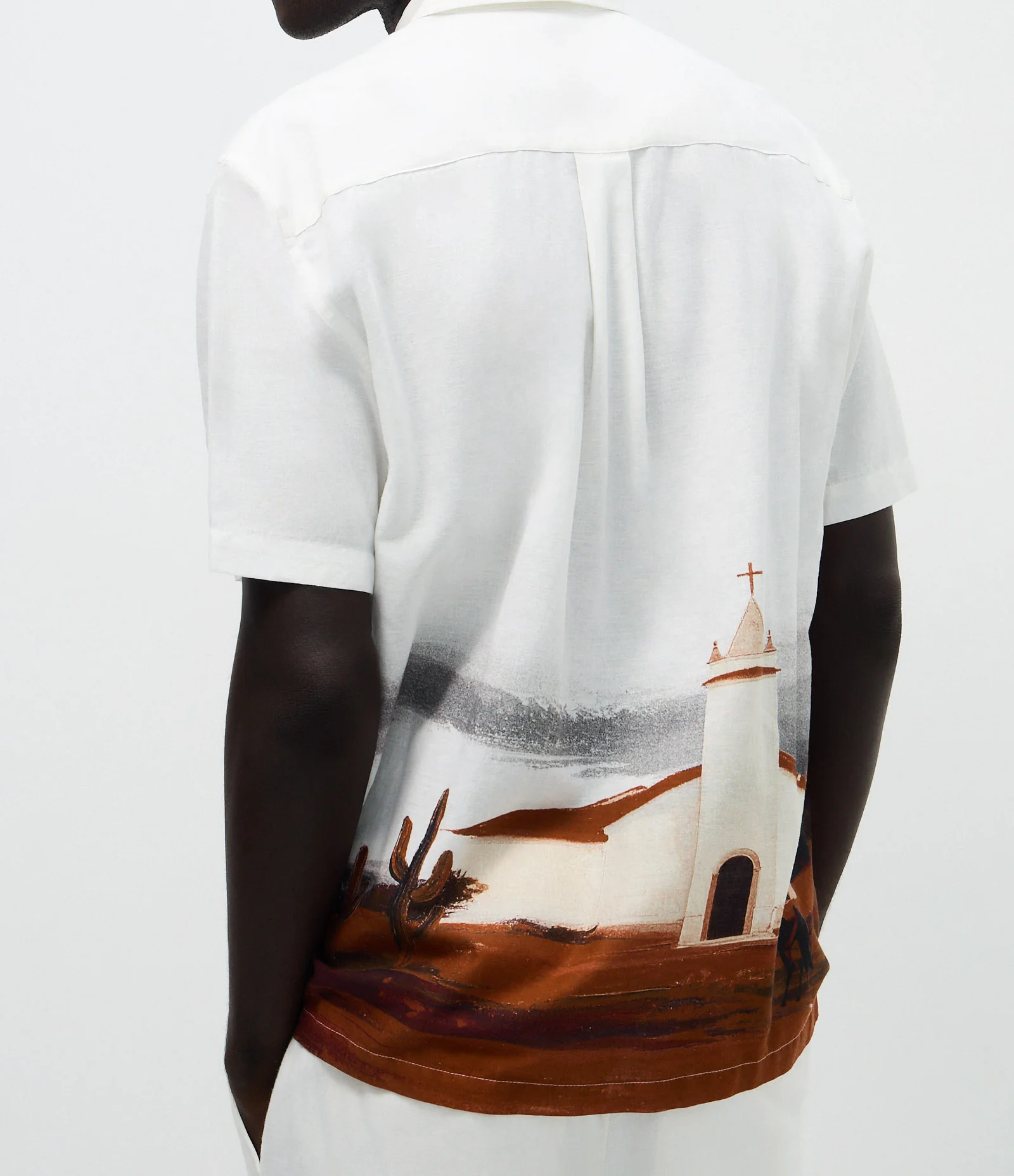 Camisa Manga Curta com Paisagem Sertão Branco 1